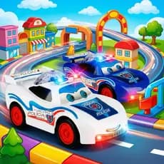 Carrinho de Polícia Infantil com Luz, Som e Olhos Móveis – Brinquedo Interativo a Pilha