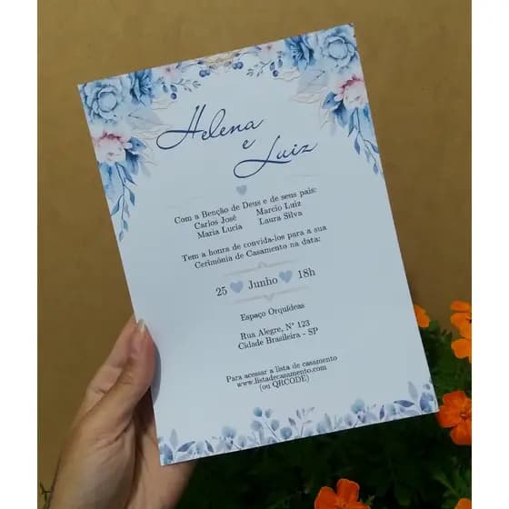 Convite de casamento 15X21 VÁRIAS CORES