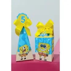 Caixa milk e pirâmide Lembrancinha Festa Bob esponja