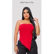 Blusa Assimétrica Sem Alça Canelada