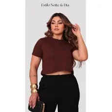 Cropped T-shirt Camiseta Básica Dia e Noite Casual