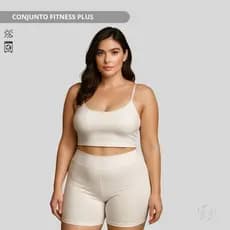 Conjunto Fitness Básico Casual Top e Short Em Suplex Com Bojo Removível E Forro Interno