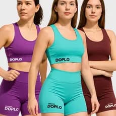 Kit 3 Conjuntos Academia Femininos – Top + Short Fitness | Moda Fitness Original | Conjuntos para Treino