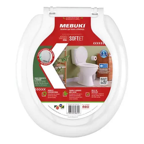 Assento Sanitário Oval Rígido Soft Jet Mebuki Branca Branco