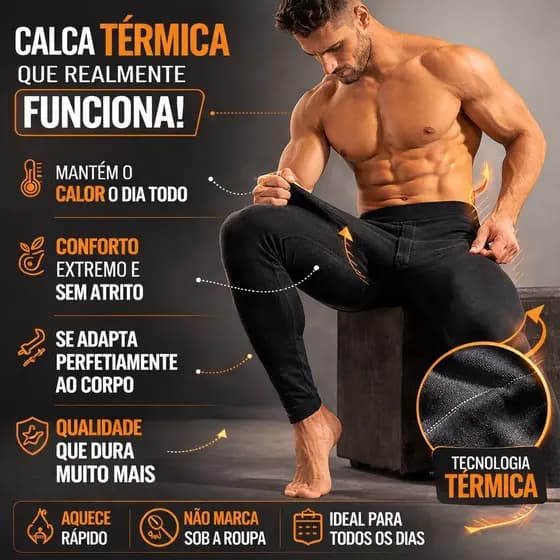 Calça Térmica Masculina Segunda Pele Pelúcida Forrada  Proteção Uv Esporte