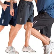 KIT 1-3 Bermudas Short 2 Bolsos Tactel Shorts Dry Fit Fria Corrida, Academia, Caminhada P M G GG G1