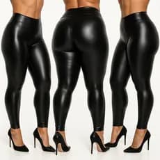 Calça Disco Cirre Legging Flanelada Cintura Alta Skinny Alta Brilho Molhado P, M, G, GG G1,G2,G3