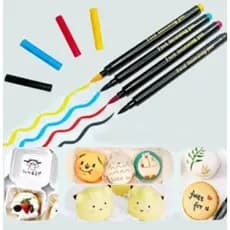 KIT C/4 Canetas de Tinta Alimentícia Comestível Coloridas Pretas Artigo de Cozinha Arte Papelaria Confeitaria - F6104