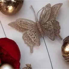 Enfeite de Natal Borboleta C/Glitter Bico de Papagaio Artigo de Decoração Natalina - 6491