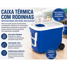 Caixa Térmica Grande com Rodas 32 L  para Praia Camping e Vendedores - Soprano