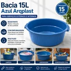 Bacia Reforçada com empunhadura 15L Azul- Arqplast