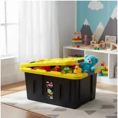 Caixa Organizadora Multioso 110l Tampa Amarela Cor Preta Cor Preto