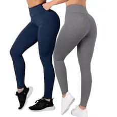 Kit 2 Leggings Fitness Cintura Alta Suplex Calça confortável Academia