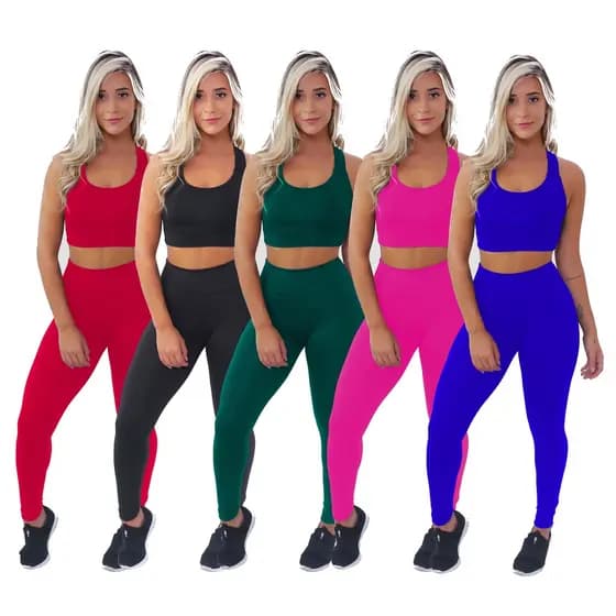 1 Conjunto Fitness Calça Legging E Top Roupas Femininas Para Academia Ginástica A01