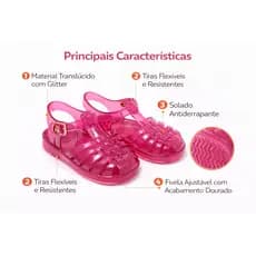 Sandália Infantil Bebê PVC Flexível com Calce Fácil Ideal para Escola Passeios e Uso Diário