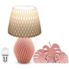 Luminária/Abajur Bivolt Decorativo para mesa e criado mudo + Folhagens Decorativas
