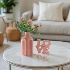 Kit Vaso Com Planta E Love 3d Decoração Sala Mesa Escritório