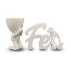 Vaso Orando + Palavra Fé Em 3d - Decoração Sala Rack Estante