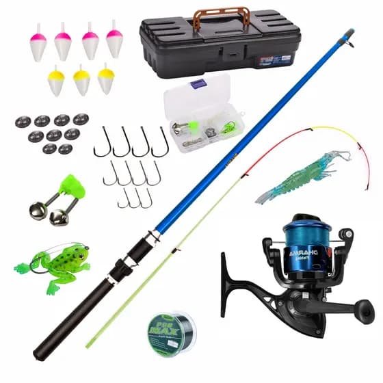 Kit Pesca Vara 1,50m + Molinete C/ Linha + Caixa Com Itens