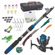 KIT BARATO VARA+MOLINETE+CANIVETE+ESTOJO+MALETA PROMOÇÃO