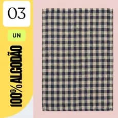 Kit Prático 3 Panos de Chão Xadrez 70x45cm Extra Grande 100% Algodão | Borda Overloque | Absorção Alta