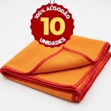 Kit 10 Flanelas Laranja 38x28cm 100% Algodão | Cantos Passados no Overloque | Limpeza Geral Casa e Automotivo