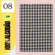 Conjunto 8 Panos de Chão Xadrez 70x45cm Extra Grande 100% Algodão | Overloque | Absorção Forte