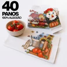 Kit 40 Panos de Prato Sacaria Premium Atacado Revenda Algodão