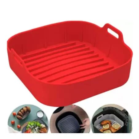 Forma De Silicone Air fryer Antiaderente Cesto Silicone Fritadeira Elétrica Quadrado Pronto Entrega RJ