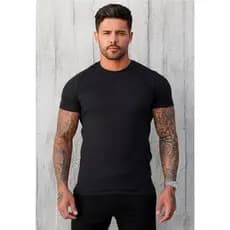 Camiseta Masculina Justa Canelada Estilo Americano Slim