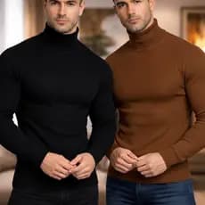 Kit 2 Blusas Gola Role Masculina Suéter Inverno Luxo