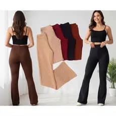 Calça Feminina Tecido Bubble Estilo Flare - Confortável Tendência 2026 Casual e Social