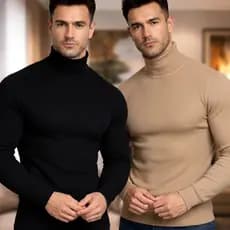 Kit 2 Camisas Manga Longa Gola Alta Masculina Frio Casual