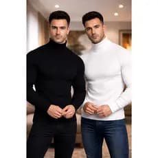 Kit 2 Cacharrel Blusa Gola Alta frio Suéter Masculino Inverno Promoção