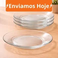 Kit Até 20 Pratos Fundo Liso de Vidro - Transparente e Resistente