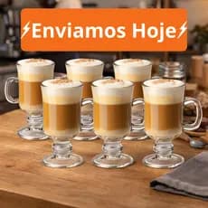 Kit 3/6 Canecas Vidro Capuccino Versátil Premium Com Alça 230ml