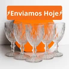 Jogo De Taças De Vidro Diamond Cristal 260ml 340ml 6 Peças