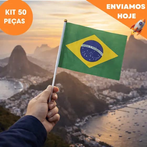 Kit Bandeirinhas Brasil 10 a 50 Unidades Festa Copa Decoração Vareta