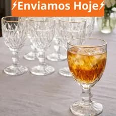 Jogo de 6 Taças de Vidro Diamond Fio De Ouro Modelo Diamond 340ml Transparente
