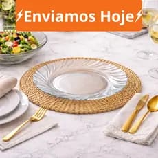 Pratos Fundo Liso de Vidro Groove até 16 Unidades-  Transparente e Resistente