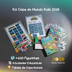 Kit Futebol Mundial Kids | Álbum Educativo Infantil com Cards e Atividades