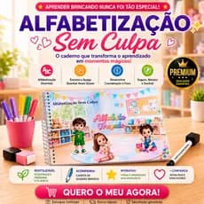Caderno Alfabeto Traçado Infantil com caneta  | Material Pedagógico Lúdico Escreve e Apaga