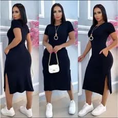 VESTIDO MIDI COM FENDAS