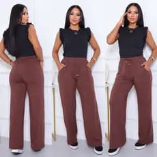 Calça Pantalona Tecido Viscolaycra Elástico no Cós