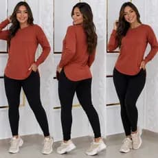 Blusa Lanzinha Veste Legging Gola Redonda Com Punho