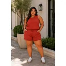 conjunto blusa regata e short plus size