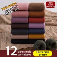 kit Com 12 Pares Combo Meias Térmicas de Inverno feminina – Pelúcia Interna Quentinha