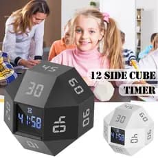 ABS Rotativo Pomodoro Temporizador 12 Módulo De Tempo Facial Cubo De Gerenciamento De Recarregável Para Quarto