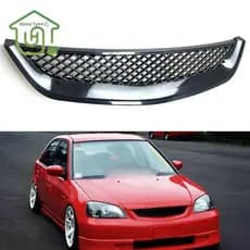 Grelha De Motor Frontal Preta Brilhante Corrida Para Honda Civic JDM Tipo R 2001-2003 2DR/4DR EM/ES