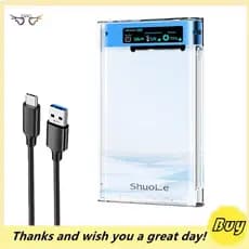 USB3.2 Caso HDD Externo 5Gbps 2.5 Polegada Transparente Gabinete De Disco Rígido SATA SSD De Armazenamento Para Computad
